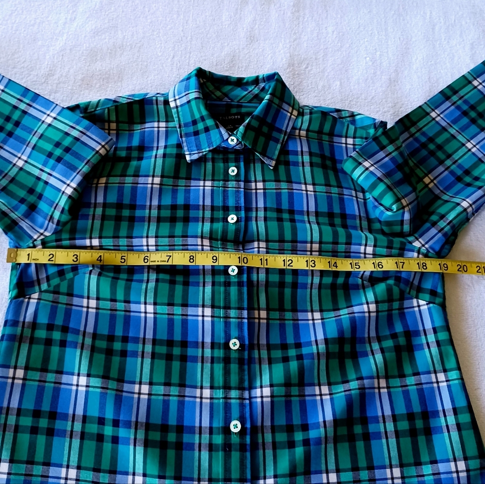 TALBOTS Green Plaid Shirt, size XS - Picture 10 of 12
